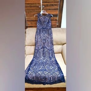 Blue/Nude Vince Camuto Evening Gown, Size 2
